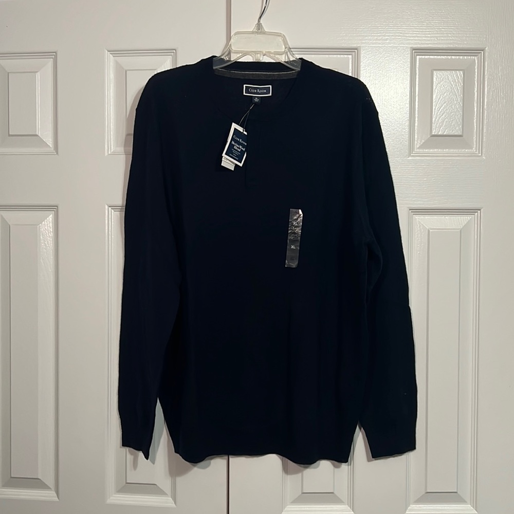 NWT Club Room Merino Wool Blend Sweater Navy Blue XL